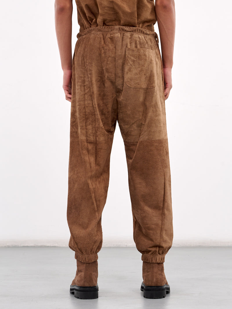 Brown Suede Elasticized Joggers (ARP2508-CAMEL-SUEDE)