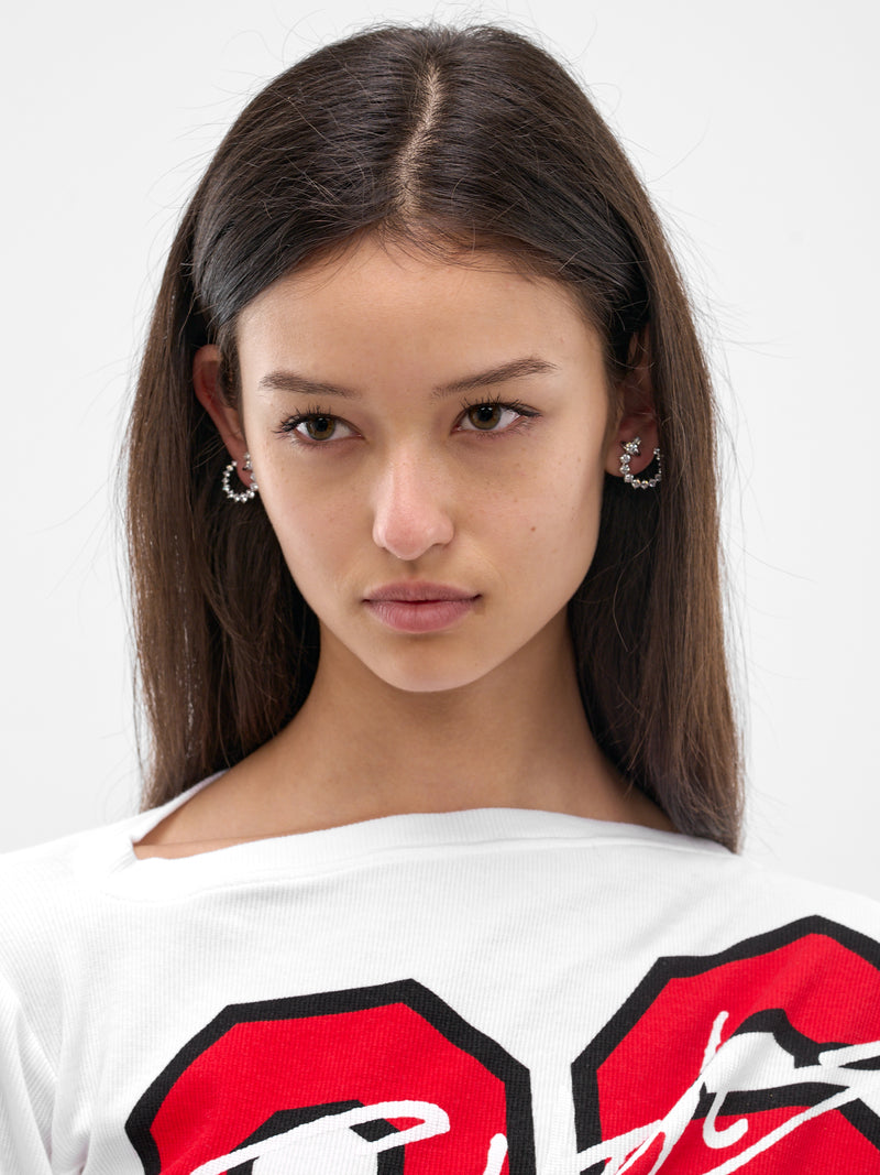 Lydia Crystal Small Hoop Earrings (6203009A-02P102-PLATINUM-WHITE)