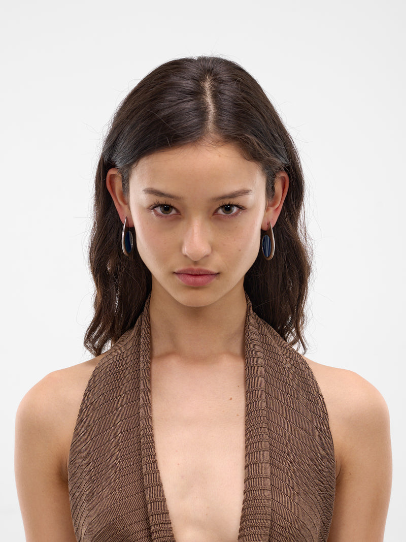 Small Dusk Rhodium Earrings (S26-EA031-P-AZURE-AGATE)