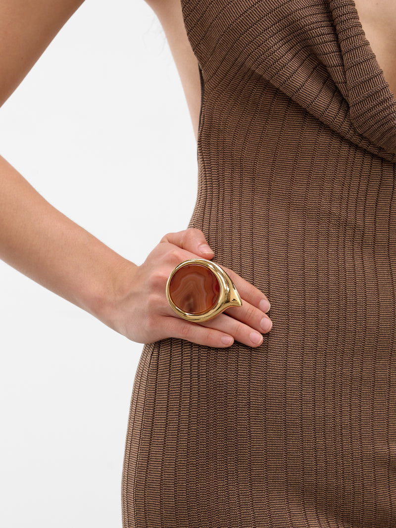 Large Dusk Gold Agate Ring (S26-FG003-S-RED-AGATE)