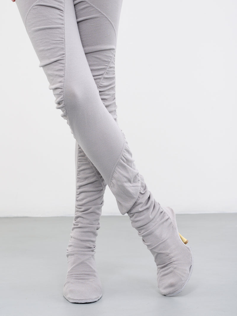 Ruched Knit Shoe Leggings (04-05-02-04-GREY)
