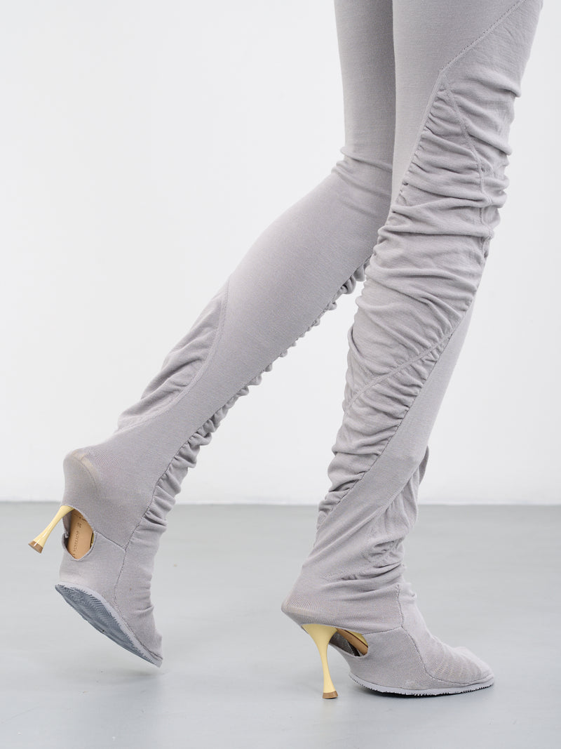 Ruched Knit Shoe Leggings (04-05-02-04-GREY)