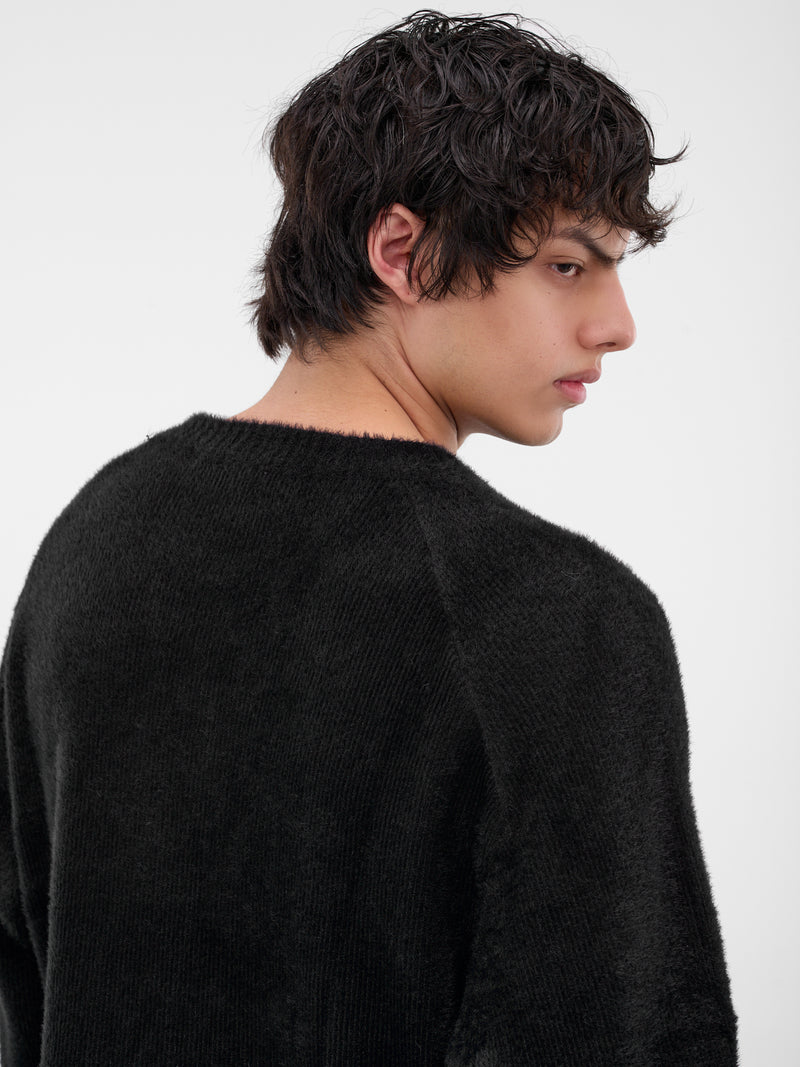 Black Nylon Knit Crewneck Sweater (0416-K009-227-BLACK-001)