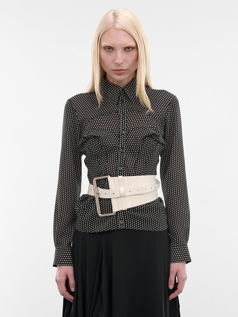 White Leather Equestrian Belt (VAQ11K302-WHITE)