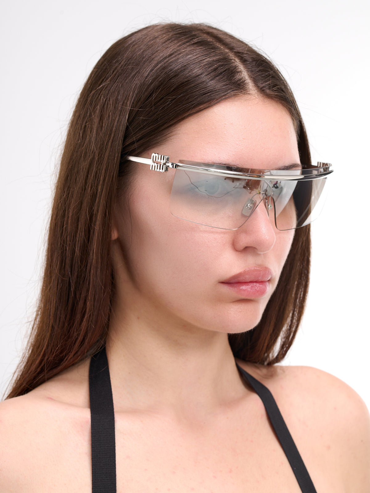Shield Sunglasses (0MU-50ZS-SILVER-CLEAR-GRADIENT)
