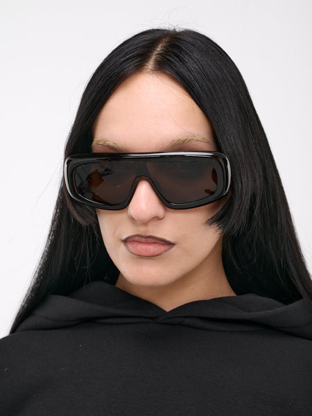 サングラス BOTTEGA VENETA SUN GLASS (799394V2Q30 1049) Bombe Shield Sunglasses (791649V2Q30-1049-BLACK)