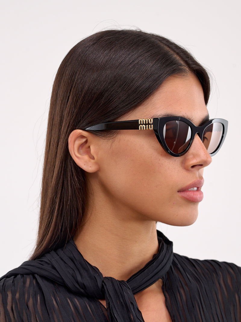 Cat-Eye Sunglasses (0MU-A04S-BLACK-BROWN)