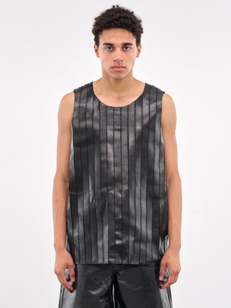 Striped Leather Tank (0650L-L235-RIDER-BLACK)