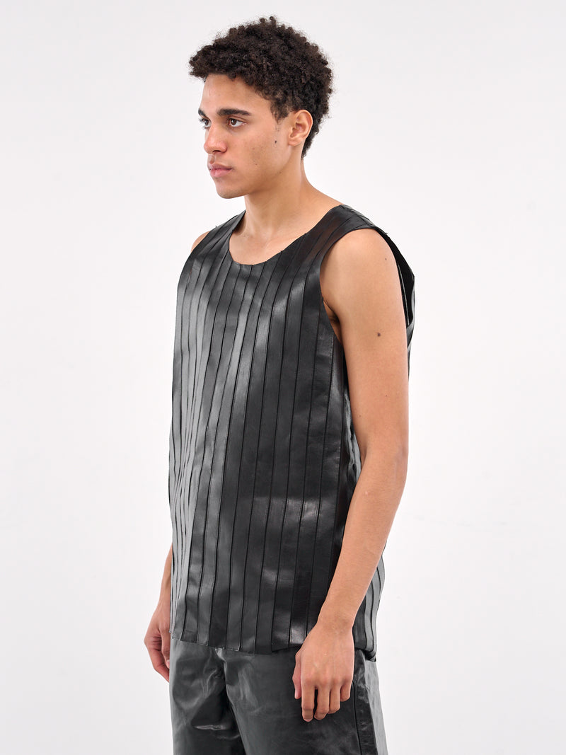 Striped Leather Tank (0650L-L235-RIDER-BLACK)