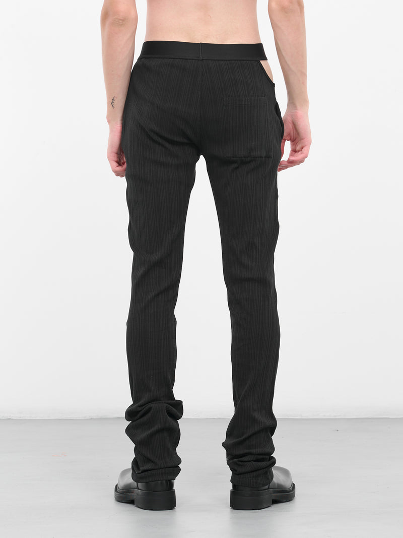 Cut-Out Flared Lounge Pants (0664-T383-BLACK)