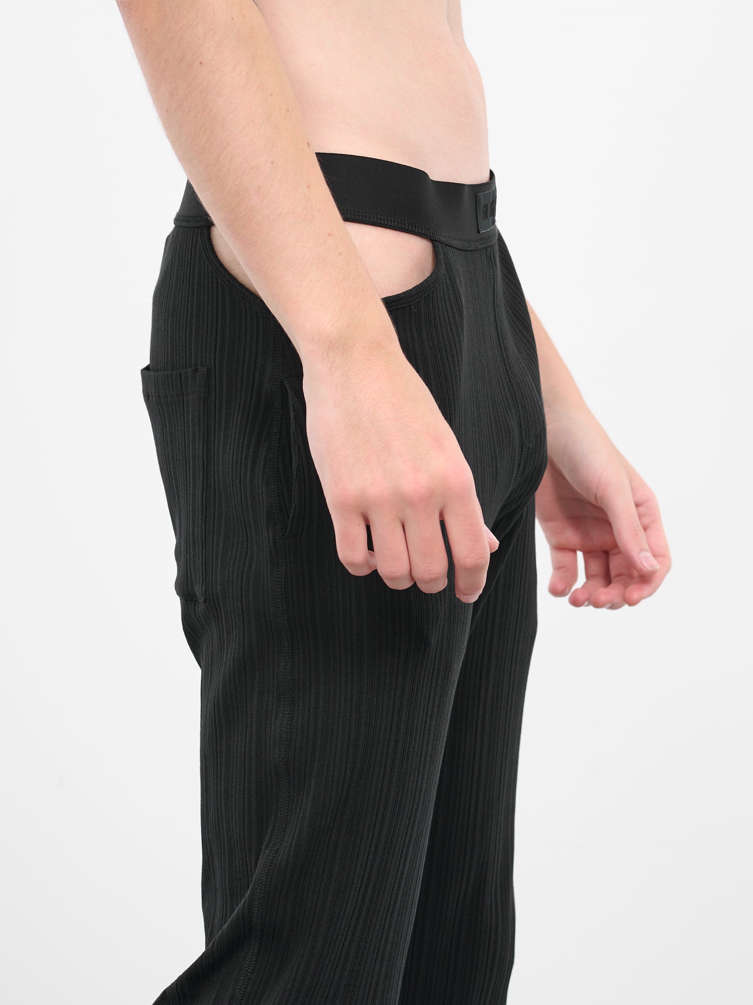 Cut-Out Flared Lounge Pants (0664-T383-BLACK)