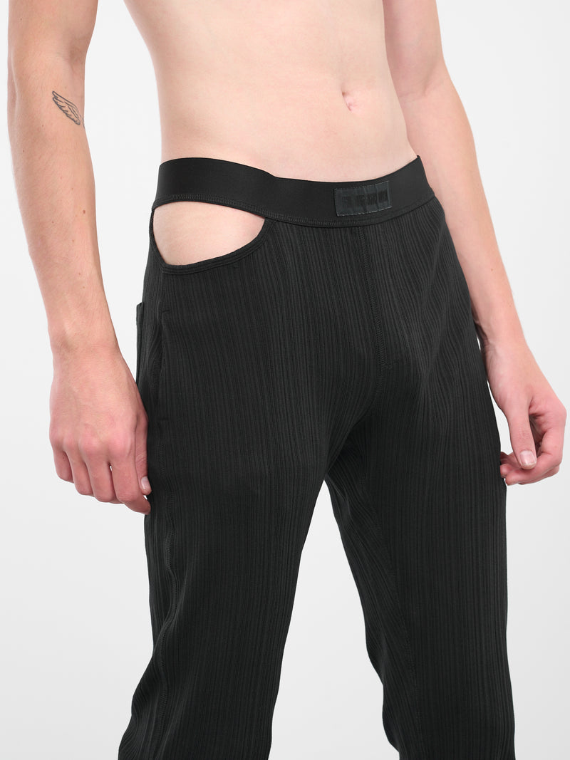 Cut-Out Flared Lounge Pants (0664-T383-BLACK)