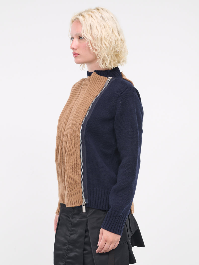 Wool Knit Blouson (06959-662-BEIGE-NAVY)