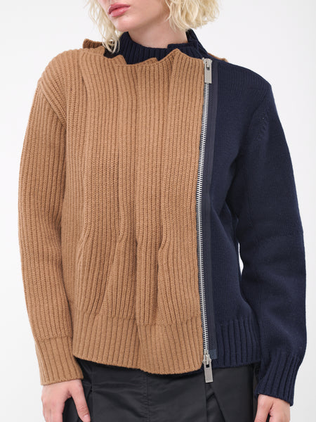 sacai ウールブレンド ジャンパー ネイビー ベージュ sacai ウールブレンド ジャンパー ネイビー ベージュ