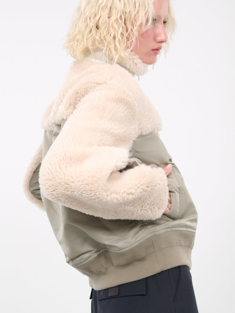 Faux Shearling Blouson (07012-526-KHAKI-ECRU)