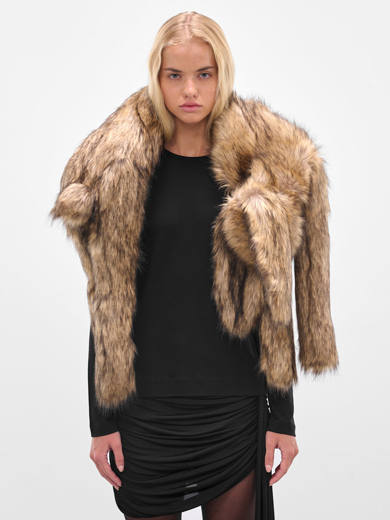 Long Faux Fur Hare Scarf (SCARF4-M-0815-BROWN)