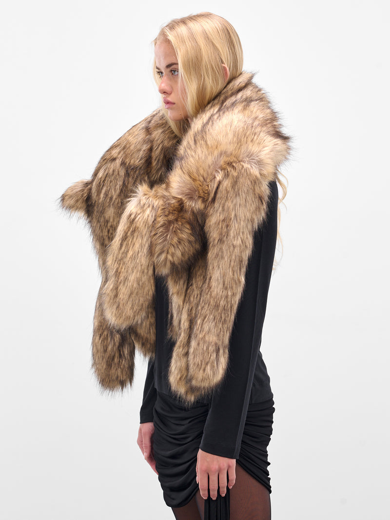 Long Faux Fur Hare Scarf (SCARF4-M-0815-BROWN)