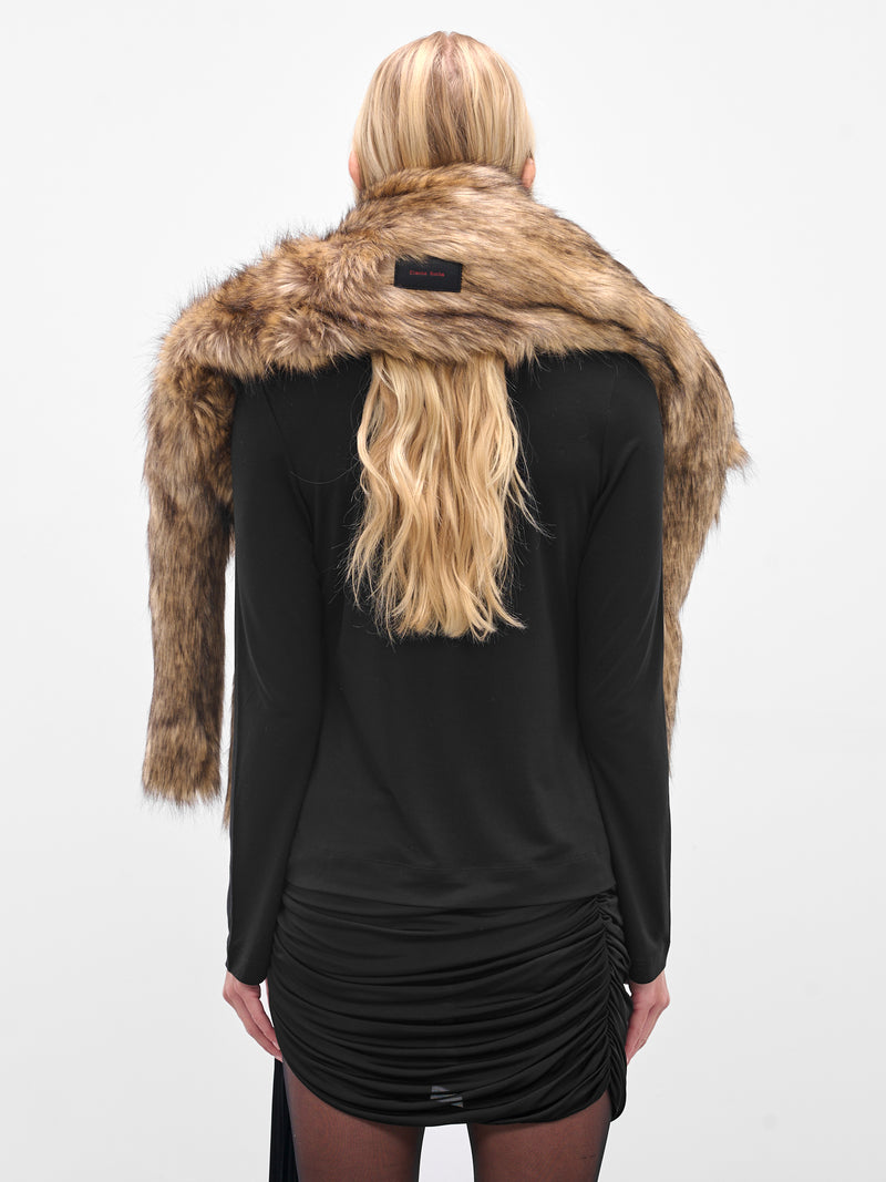 Long Faux Fur Hare Scarf (SCARF4-M-0815-BROWN)