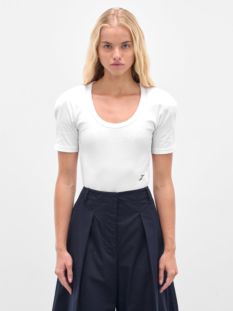 White 'Le Body Ovalo' Bodysuit (BSW00603AJ00233-WHITE)