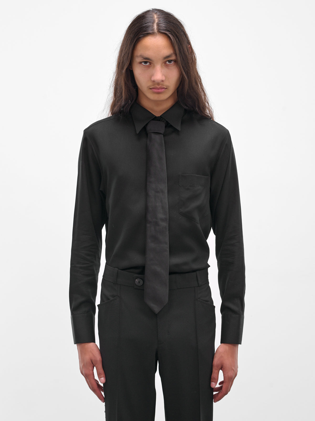 Black Silk Skinny Necktie (GR10B-VD01-BLACK)