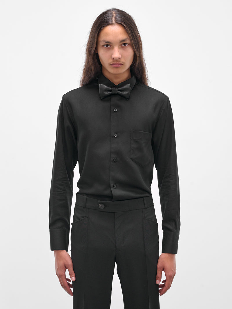 Black Lamb Leather Bow Tie (GR09L-LE24-BLACK-LEATHER)