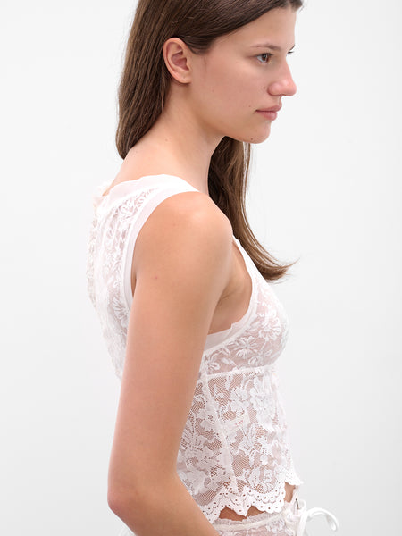 White Patchwork Lace Tank Top (00T11-MULTI)