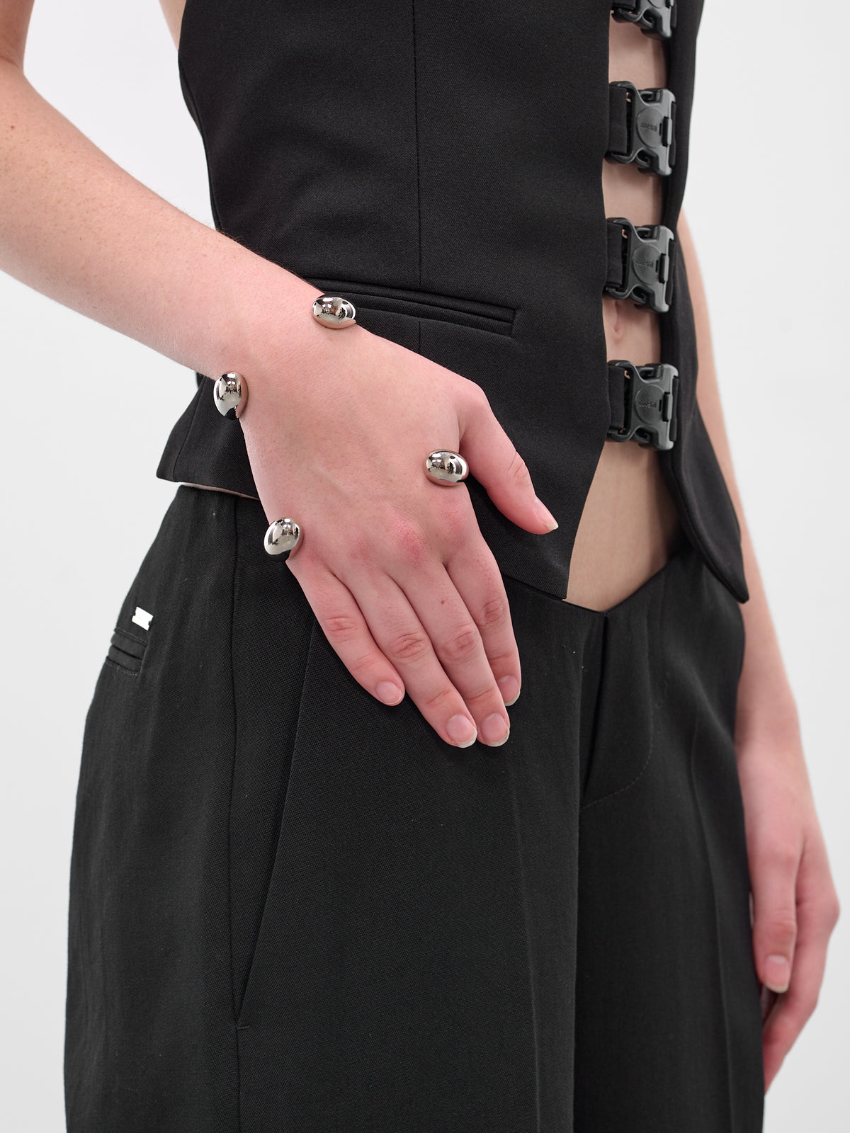 Silver Serti Double Cuff Braclet (SERTI-BRACELET-SET-SILVER)