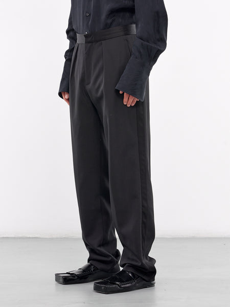 人気絶頂 Straight Leg (0740-T115-BLACK) Trousers Smoking パンツ