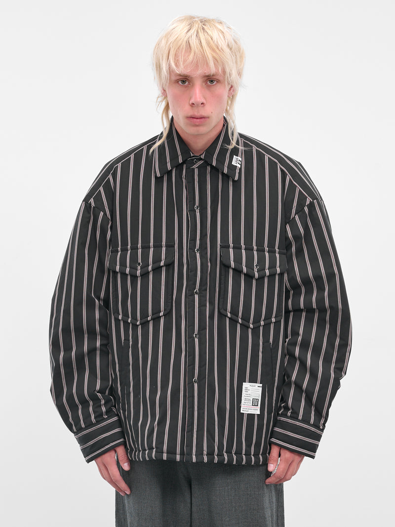 Black Striped Padded Overshirt (J15SH185-BLACK)