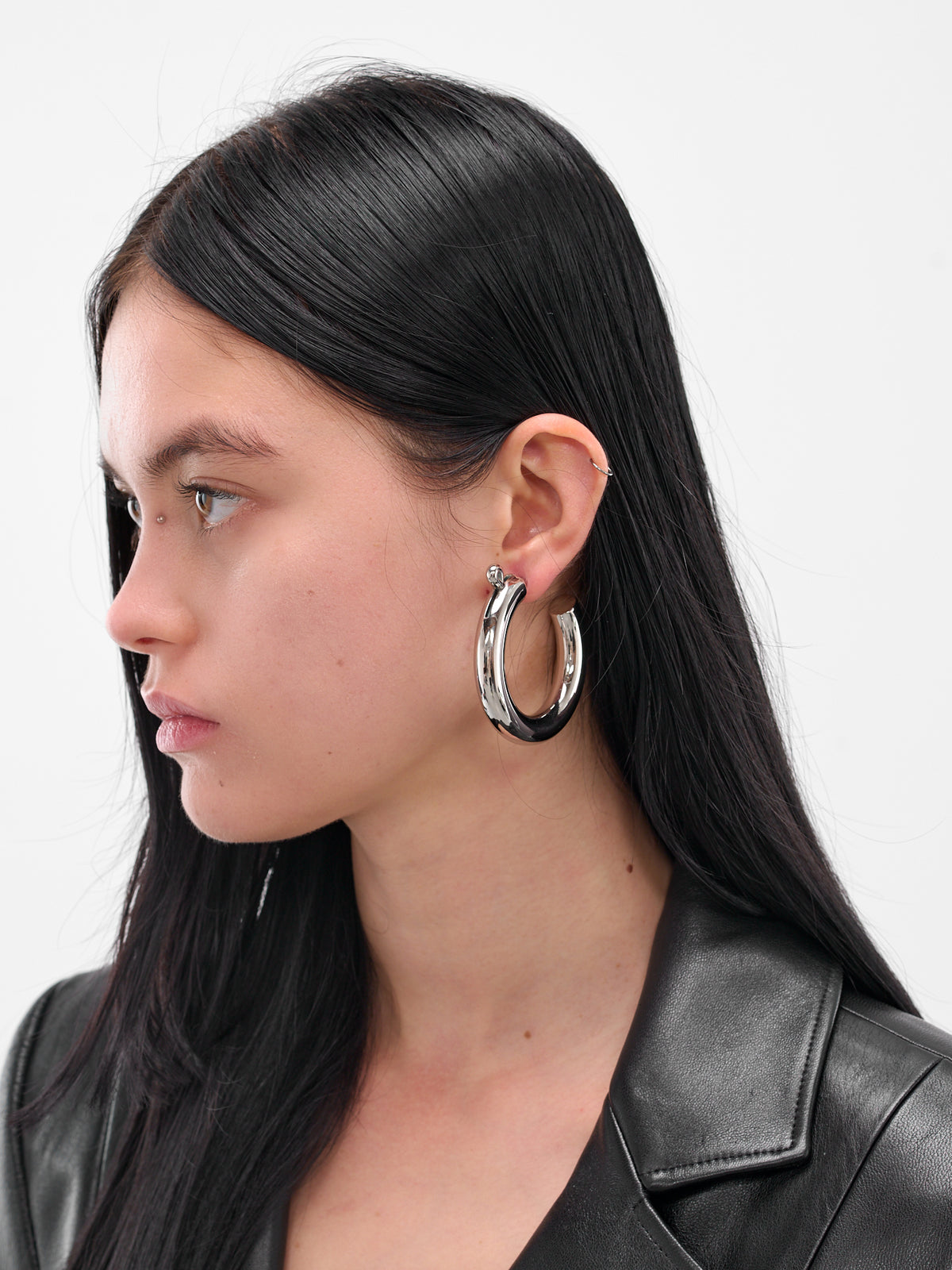 D'Heygere Spring Clasp Hoop Earrings (VAQ10K803-SILVER)