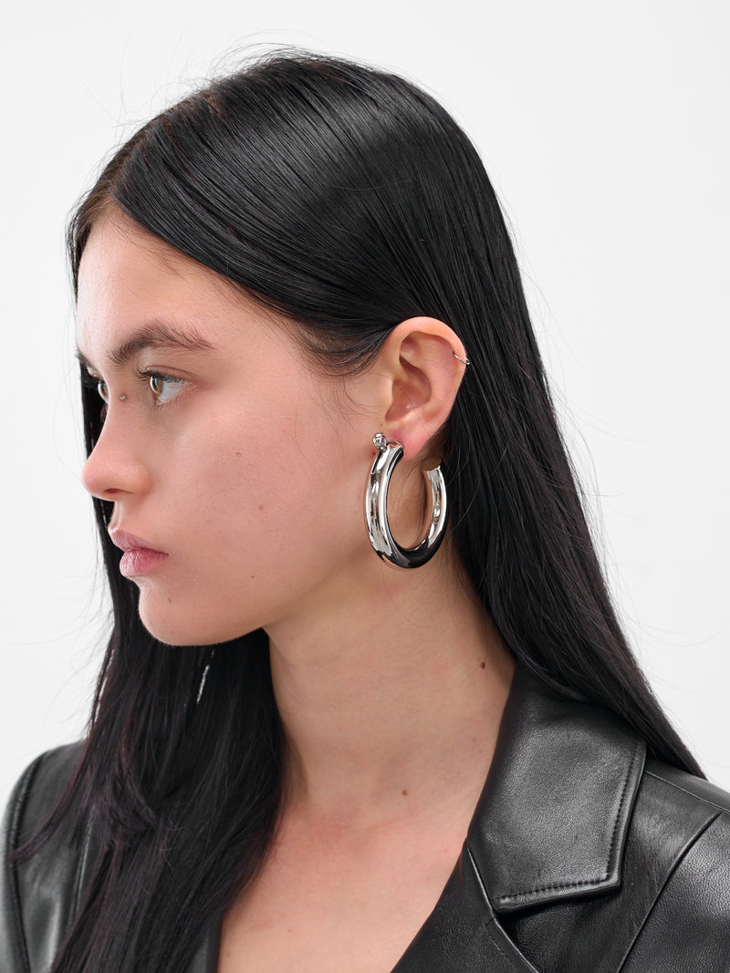 D'Heygere Spring Clasp Hoop Earrings (VAQ10K803-SILVER)