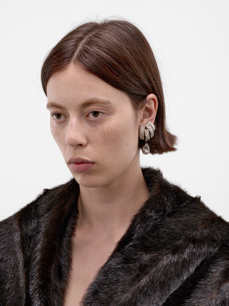 Rhodium Crystal Drop Earrings (EARRINGS-05-RHODIUM)