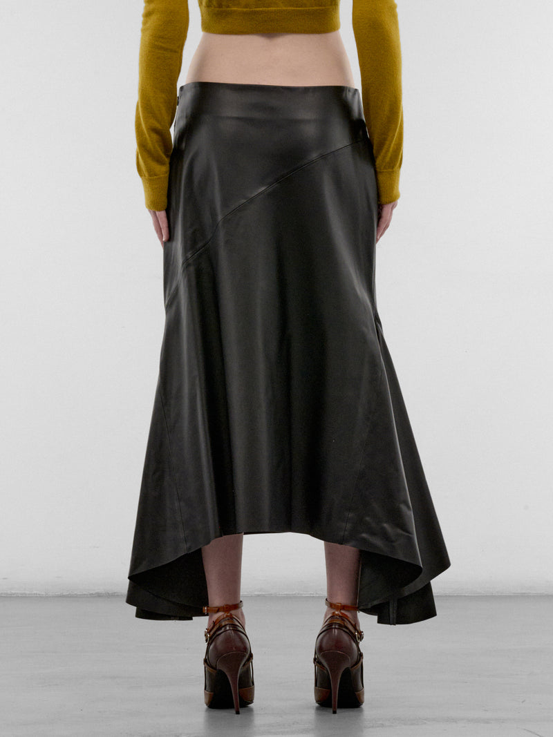 Black Leather Mermaid Maxi Skirt (26F9JU06049046-BLACK)