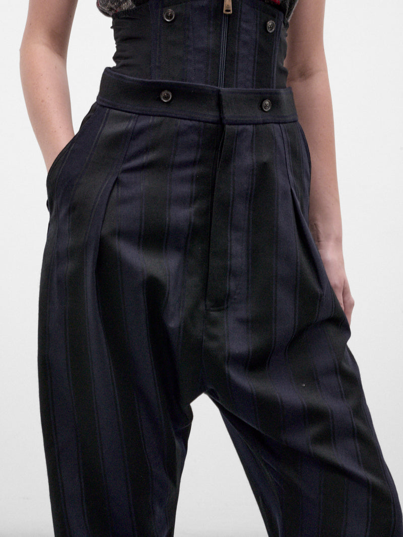Navy Wool Pleated Wide Trousers (2F01002N-W01NH-MIDNIGHT-BLUE-B)