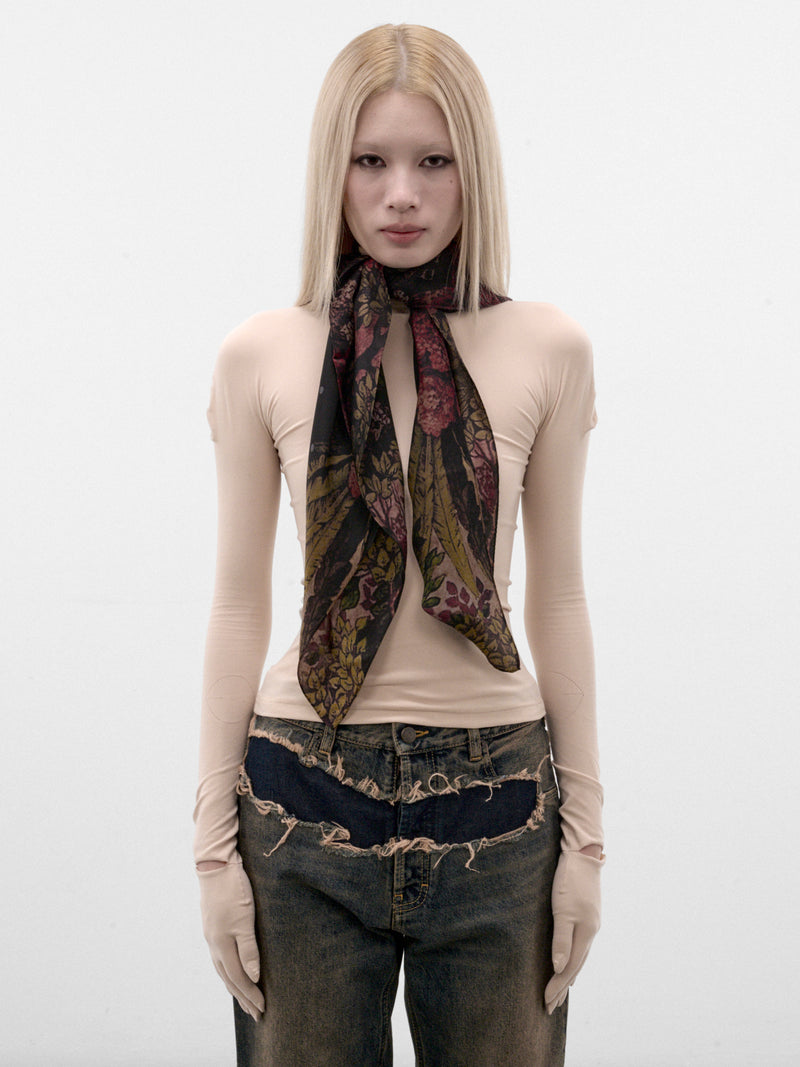 Black Silk Bambi Scarf (UC2F1S03-3-BLACK-BASE)