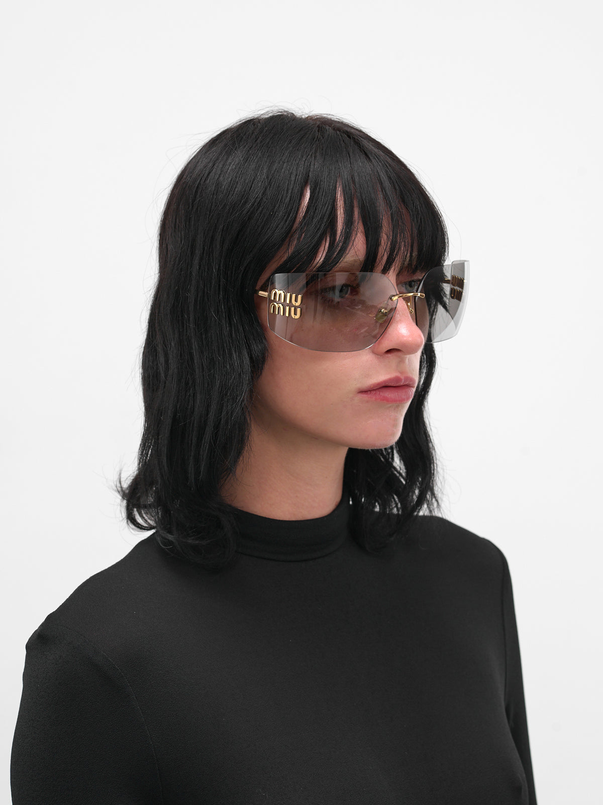 Gold MU-54YS Shield Sunglasses (0MU-54YS-GOLD-LIGHT-GREY)