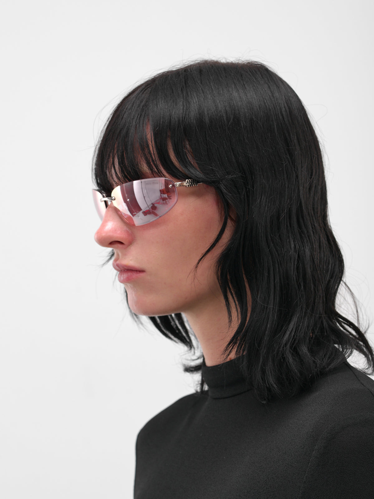 Silver MU-A50S Oval Sunglasses (0MU-A50S-SILVER-PINK-LILAC)