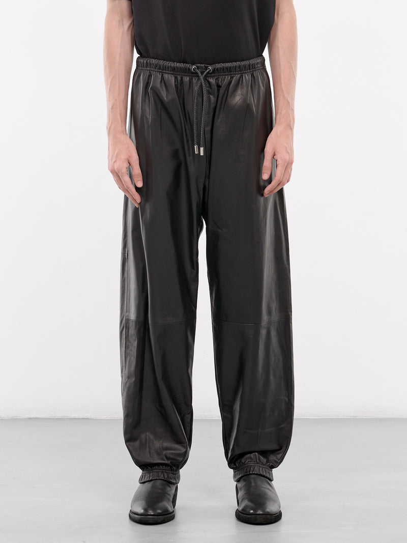 A LEATHER Leather Sweatpants | H. Lorenzo - front