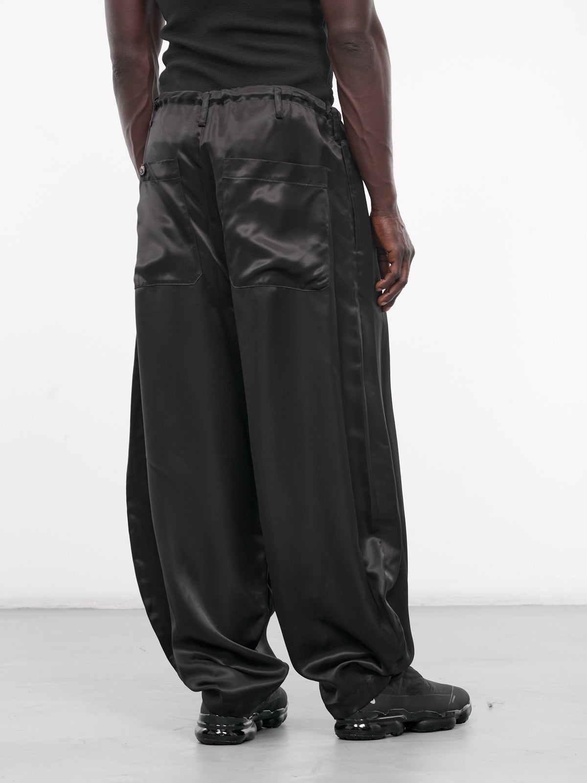 Cupro Baggy Drawstring Trousers (08PT-S-BLACK)
