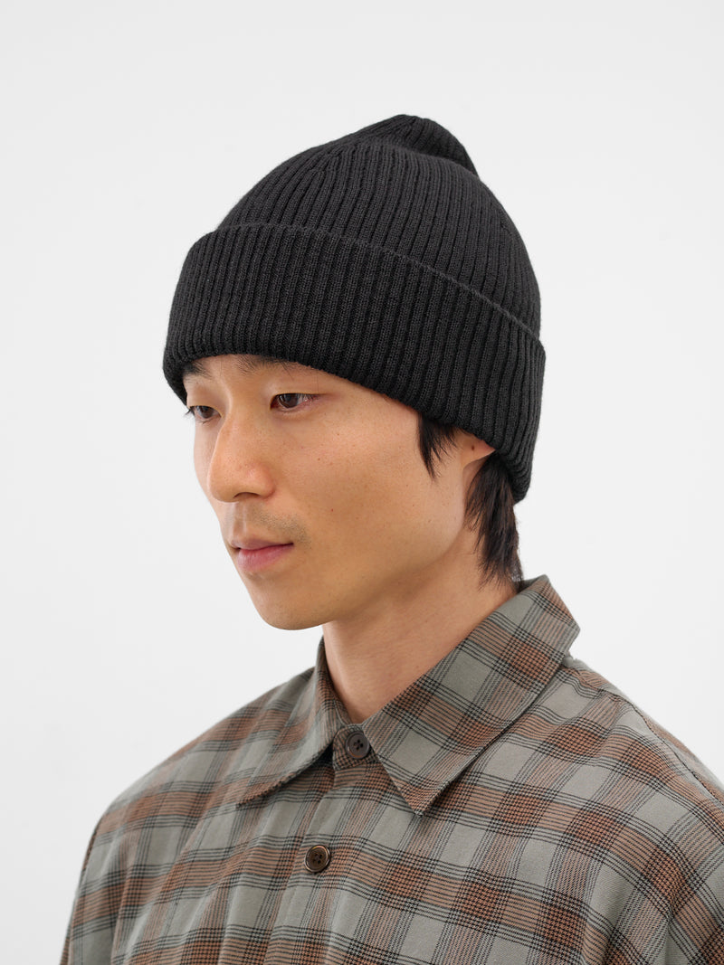 Black Rib-Knit Wool Beanie (A4258KB-KNIT-BLACK-RUSTIC)