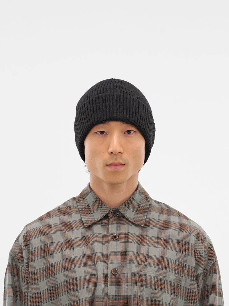Black Rib-Knit Wool Beanie (A4258KB-KNIT-BLACK-RUSTIC)