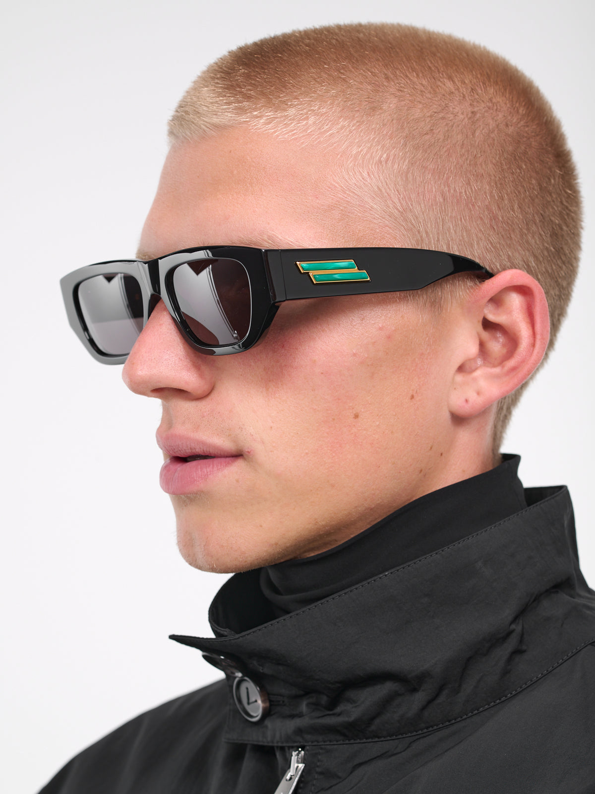 Bolt Rectangular Sunglasses (756434V2Q30-1049--BLACK-GREY)