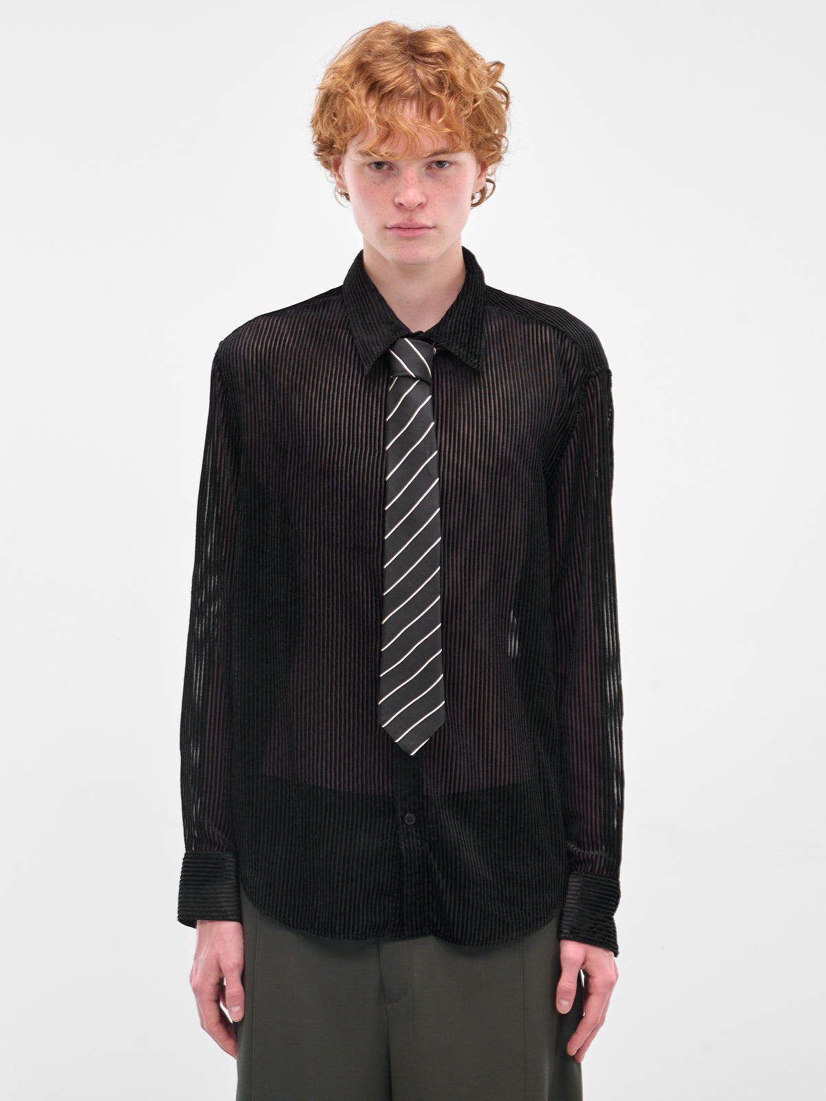 Black Pinstripe Tie (1600-T735-PINSTRIPES)