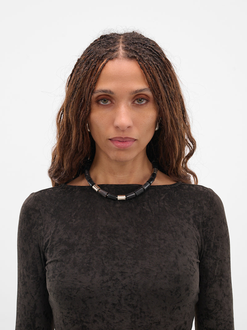 Black Oracle Silver Necklace (JN01H1BL900-BLACK)