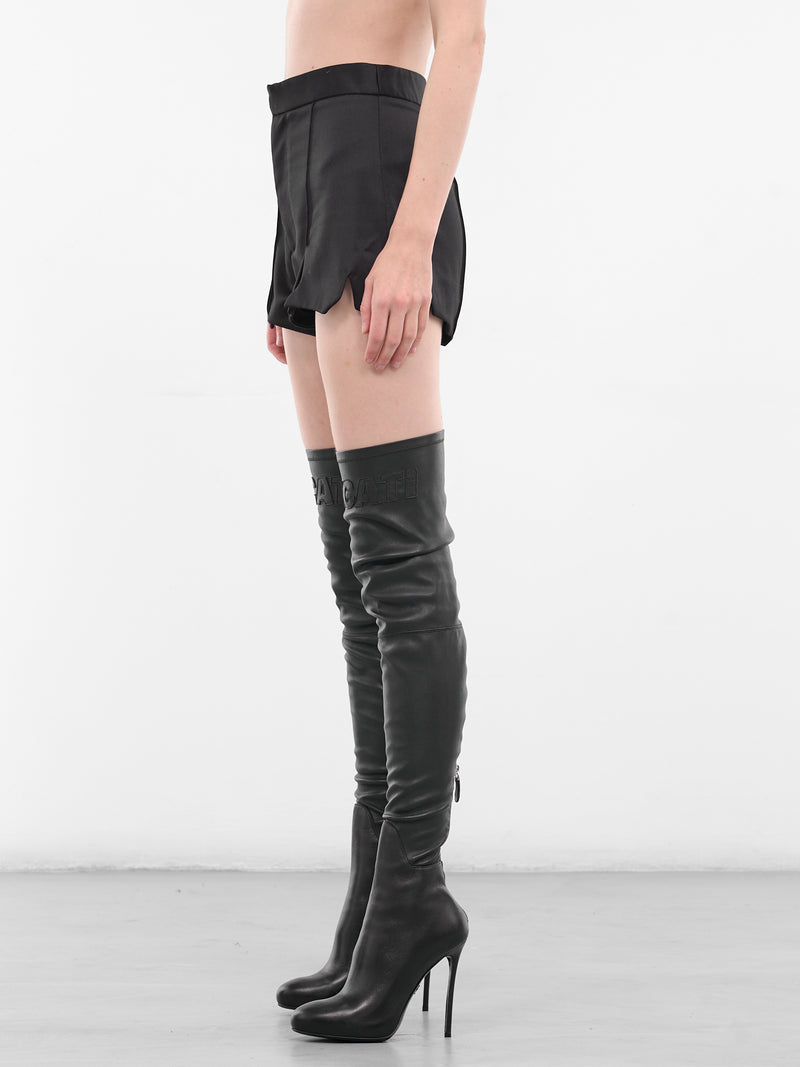 Black Gingko Wool Mini Shorts (G2101-BLACK)