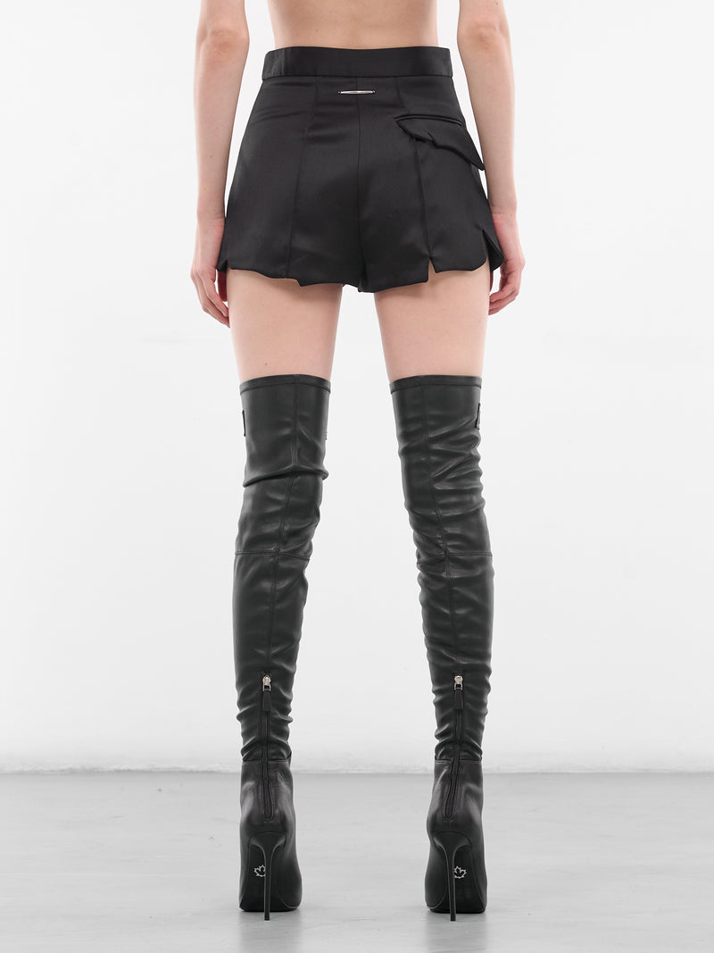 Black Gingko Wool Mini Shorts (G2101-BLACK)