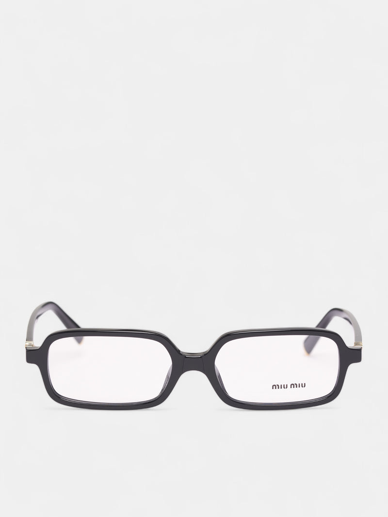 Black Glossy Rectangular Glasses (0MU-01YV-16K1O153-BLACK)