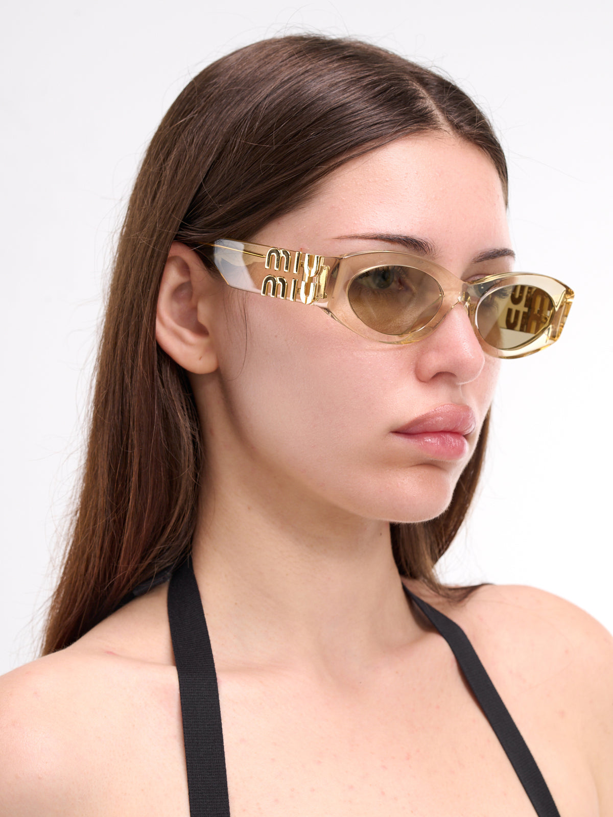 Oval Sunglasses (0MU-11WS-SAND-TRANSP-DARK-BROW)