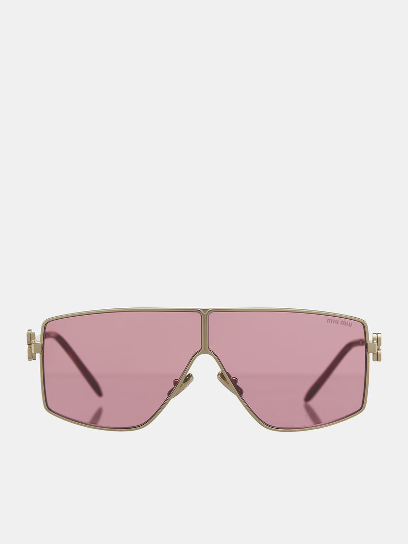 Shield Sunglasses (0MU-51ZS-PALE-GOLD-DARK-PINK-S)