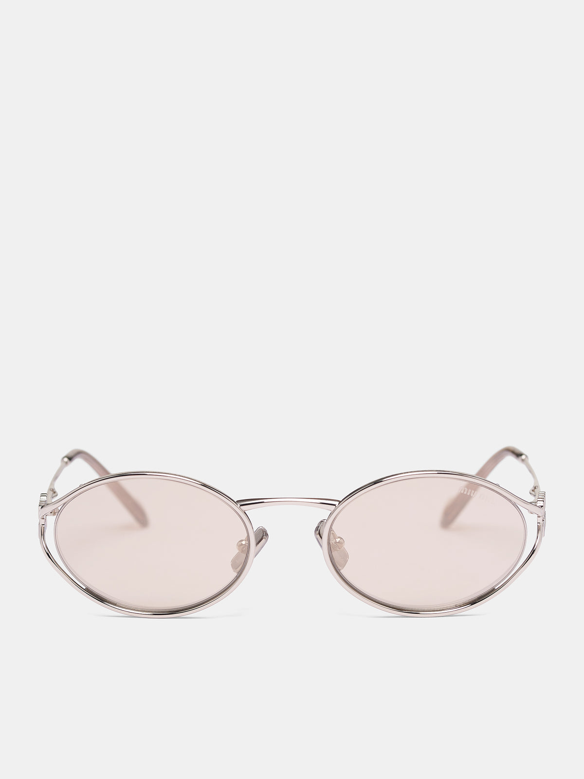 Silver MU-52YS Oval Sunglasses (0MU-52YS-SILVER-IVORY-SILVER)